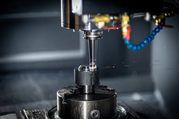 Row of CNC lathes and mills in a machine shop