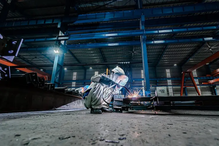 Structural steel fabrication on the shop floor